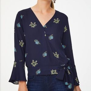 Ann Taylor Loft Navy Floral Blouse (S)